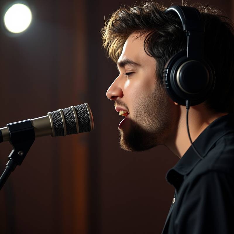 Microfone Neumann U87 capturando a voz de um artista